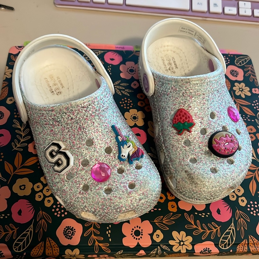 Crocs toddler size 8 with charms